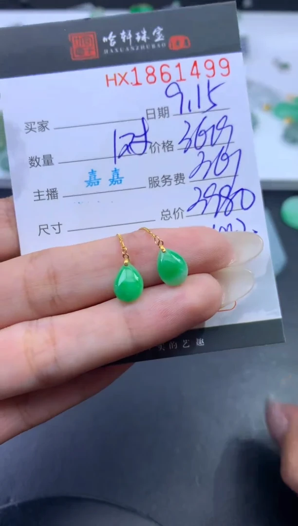 未镶嵌挂件翡翠哈轩 耳饰一对1