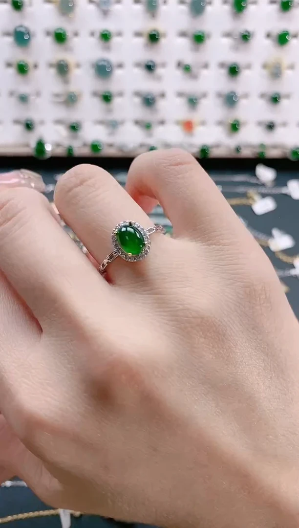 【闪购商品】翡翠戒指银S925镶嵌天然翡翠