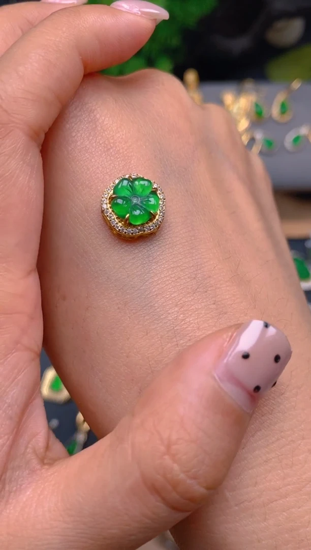 吊坠(不含链)银S925镶嵌翡翠花