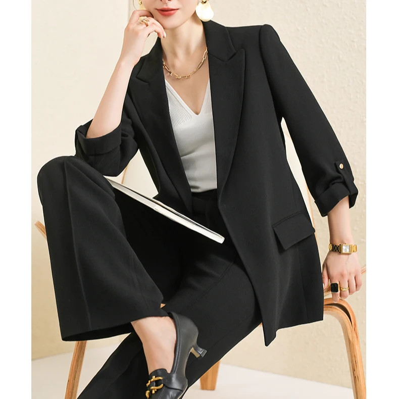 AC0789黑色西装外套女秋冬长袖新款上衣小个子气质职业西服套装C