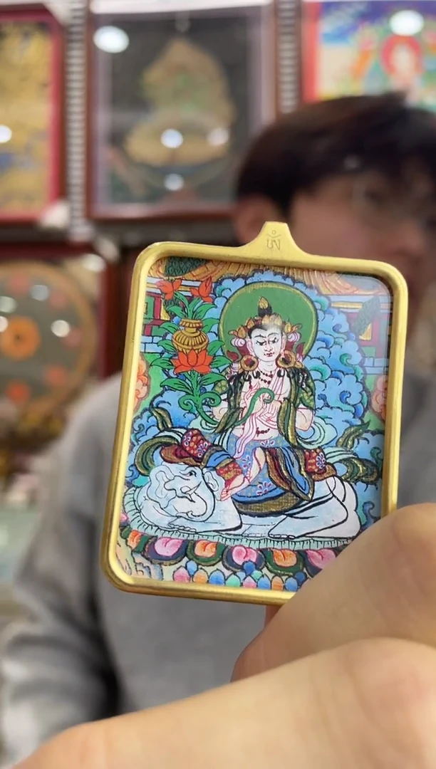 吊坠普贤 纯手绘唐卡（非质量问题 不退不换）