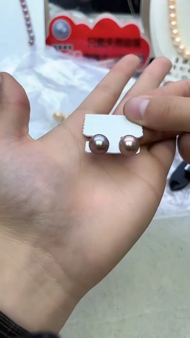 未镶嵌耳饰淡水珍珠紫色系耳饰