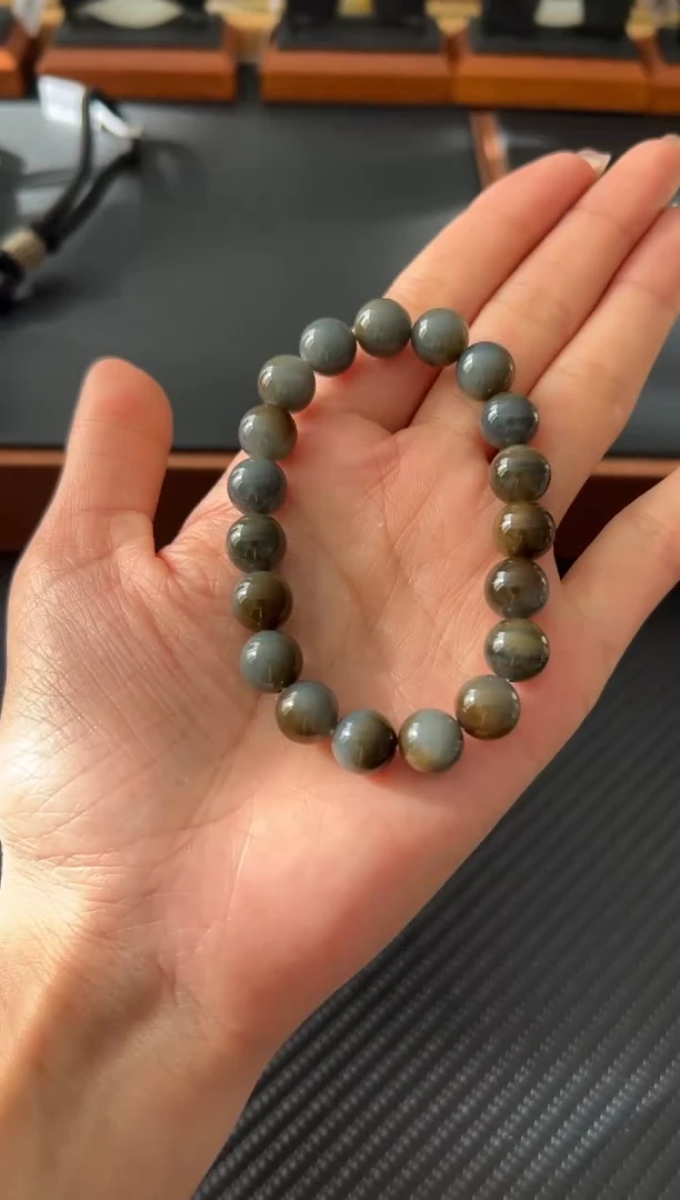 未镶嵌手串和田玉蓝***翼若羌微色差卡10m