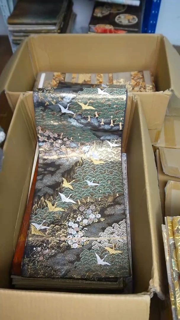 织绣16织金仙鹤风景画