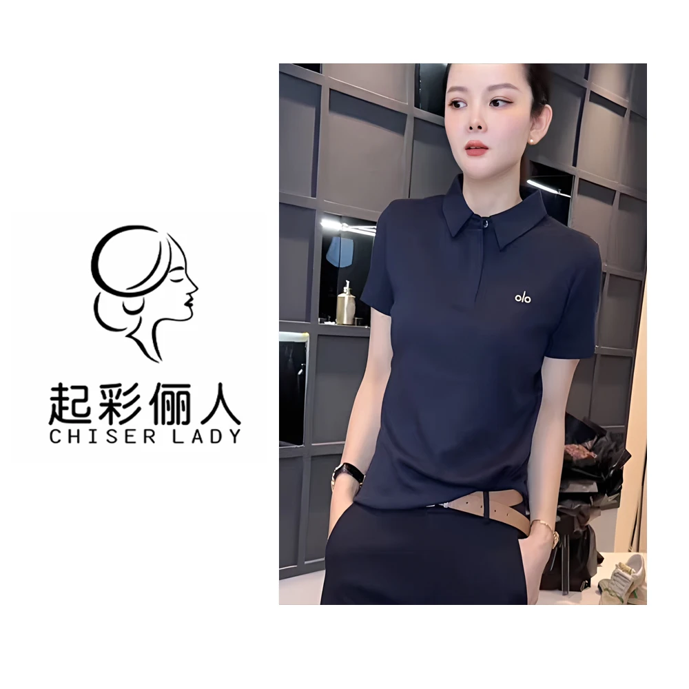 简约纯色透气翻领短袖显瘦休闲半袖polo衫053