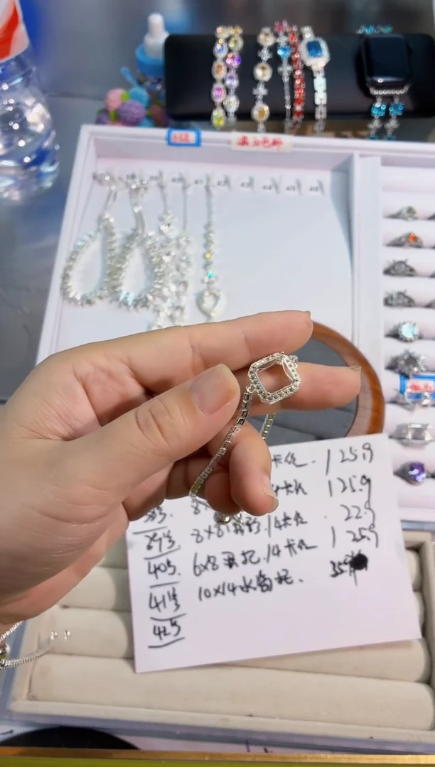 锆石铜合金42号 10*10冰花正倒空托 镀990