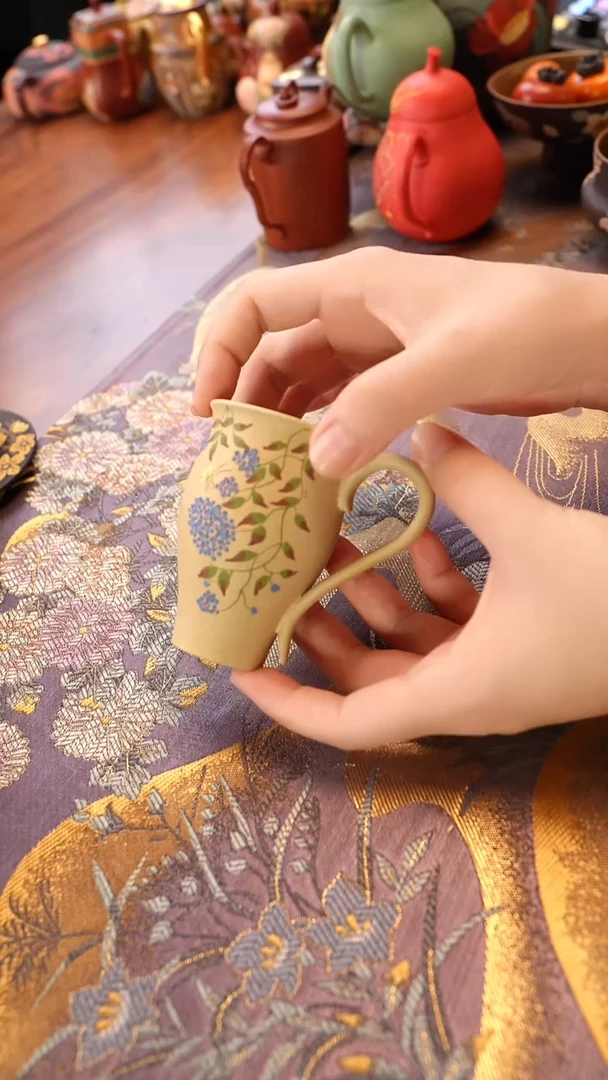 茶壶紫砂段泥把手杯