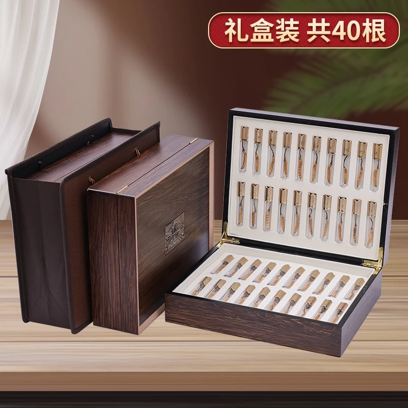 40条礼盒装送礼虫草精选冬虫夏草正品官方4根/克40根水晶管