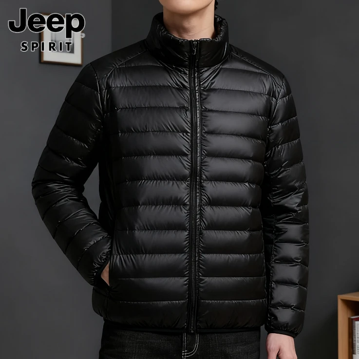 JEEP吉普冬季羽绒服男士爆款2025正品白鸭绒短款保暖棉袄轻薄外套