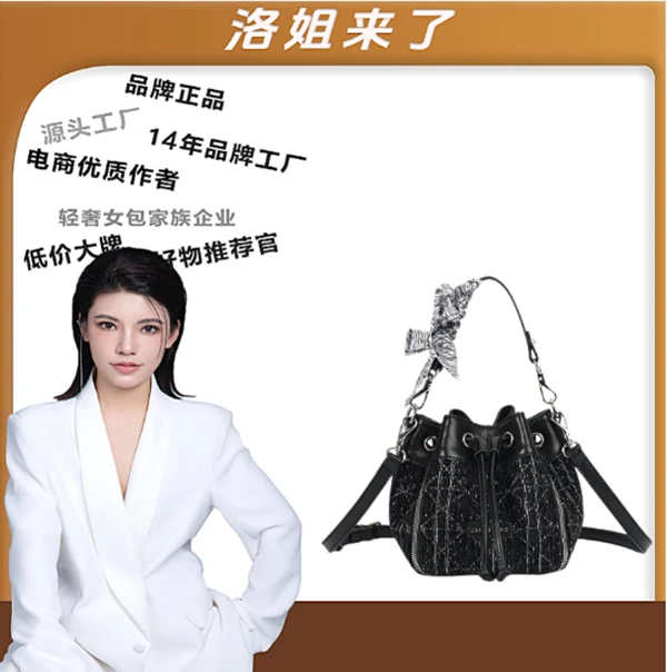 【洛洛限定】JANITINO/当季新款女士手提单肩包8624网格黑（赠挂饰）