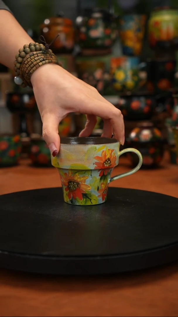 紫砂油画釉下彩手绘
