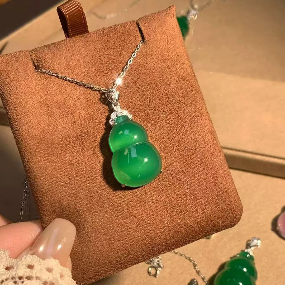 吊坠925银 微镶绿髓葫芦吊坠