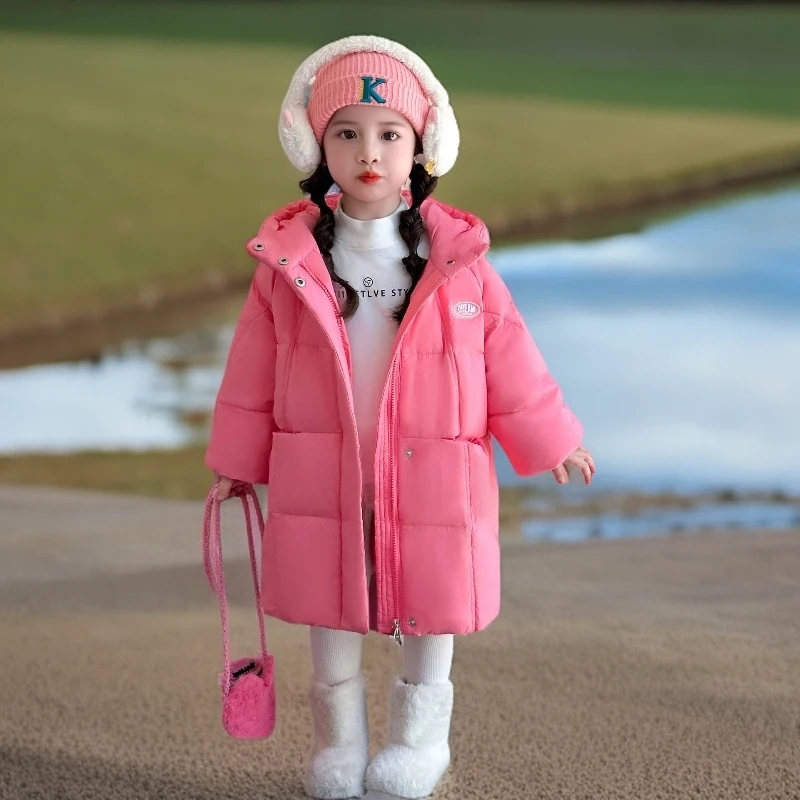 女童羽绒服冬装2025新款儿童冬季加厚洋气女宝宝白鸭绒中长款外套