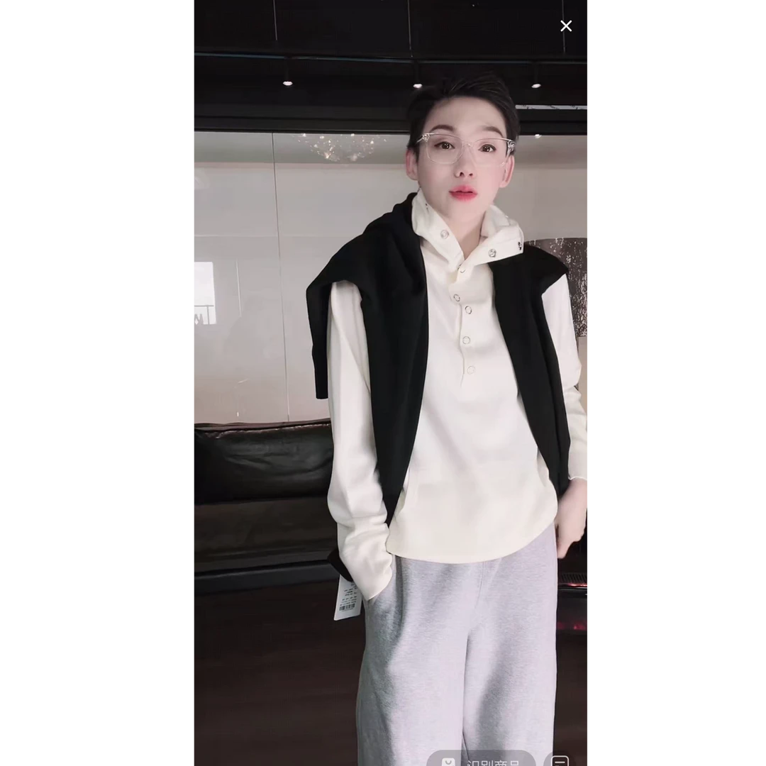 JCLP 男女同款 2股48支四平针 连帽 半开胸长袖羊毛衫 MY0732
