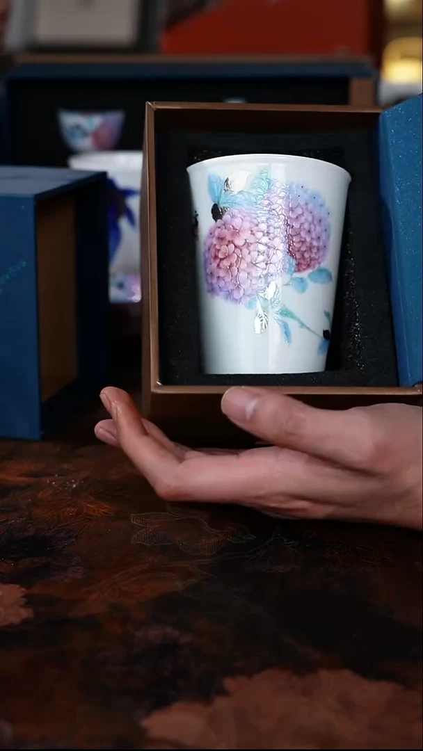 渡景山房冰晶瓷富贵团园可乐杯