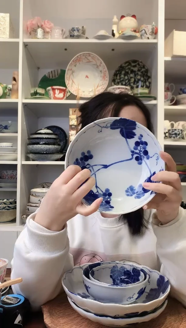 陶瓷三峰野葡萄大钵16.5cm