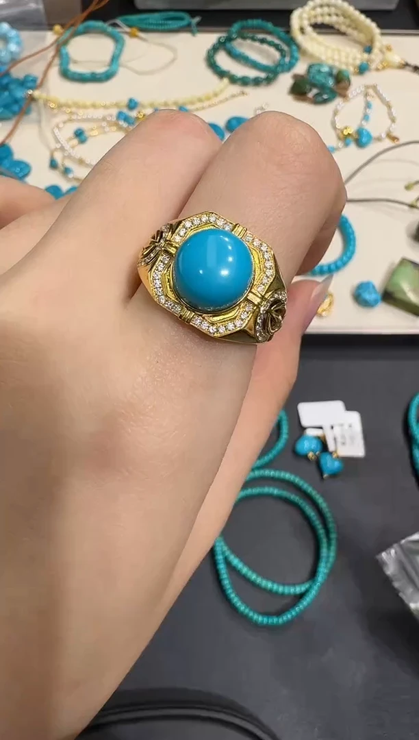 18K金镶嵌绿松石戒指X0102-1195-107