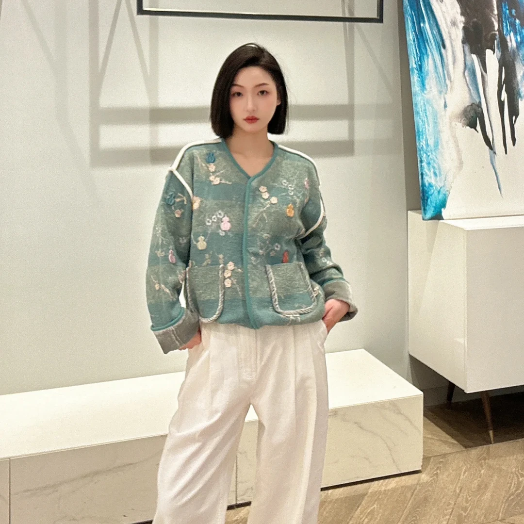 【青绿福禄】2025早春新款设计师款时尚百搭气质个性减龄外套.Y8198