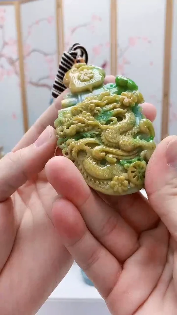 未镶嵌定制翡翠5163bb-毛货挂件55赠珠链