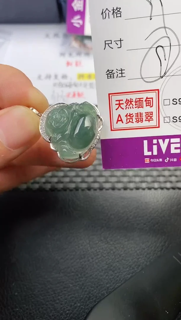 颈饰银S925镶嵌翡翠开****?挂件