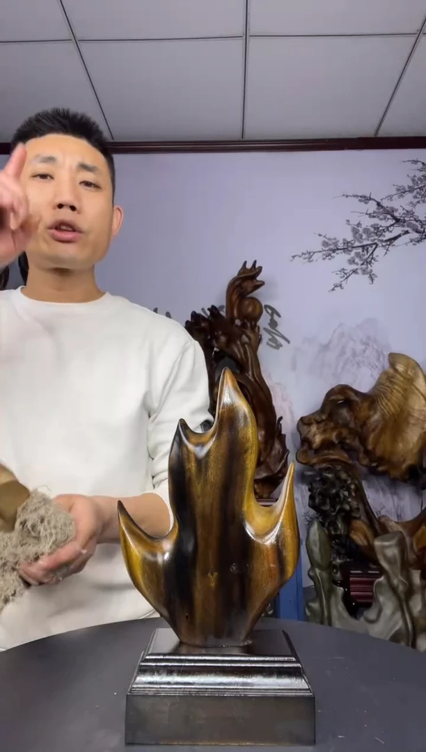 金丝楠木雕款良**口金丝楠木工艺品摆件