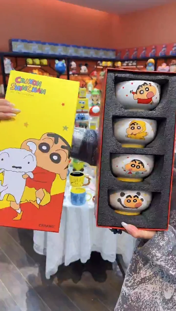 瓷片@@蜡笔小新4.5寸陶瓷四碗礼盒装