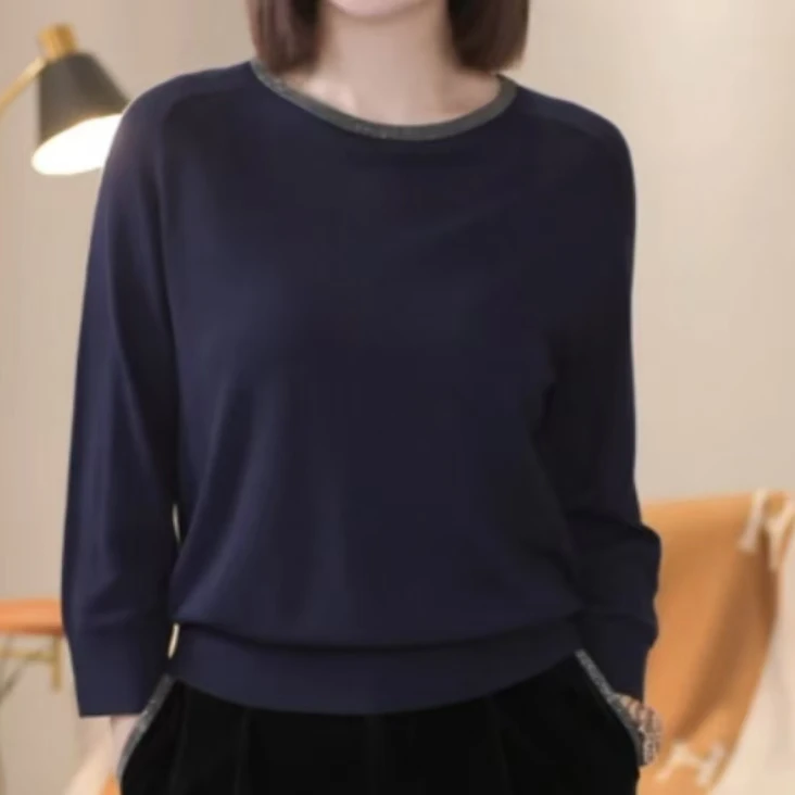 【128主播推荐】2024秋季潮流休闲百搭女生上衣v领针织女长袖时尚