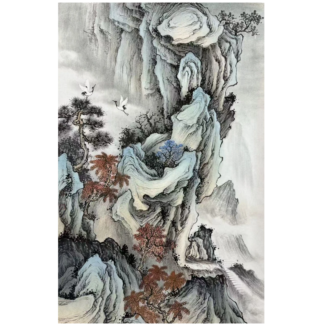 德功老师古意山水国画作品