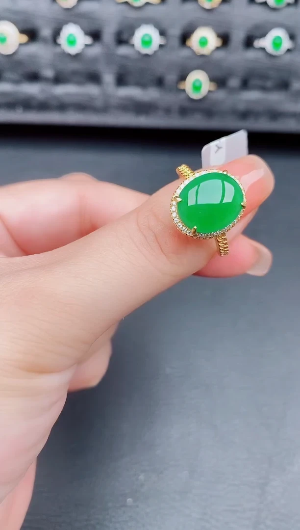 翡翠戒指银S925镶嵌天然a货翡翠48