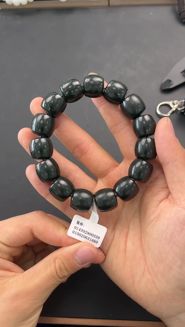 未镶嵌手串和田玉和田黑青直切手串卡16微色差