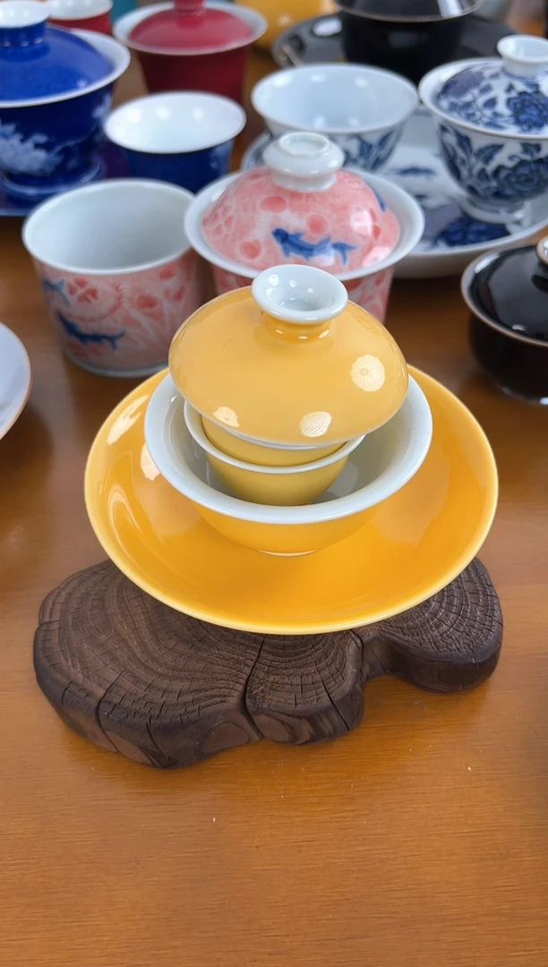 【闪购商品】照夜白高温颜色釉小盖碗套组