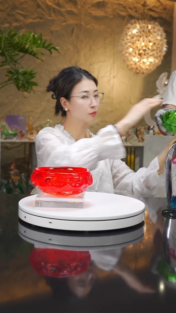 瓷片福利红色水波纹果碗