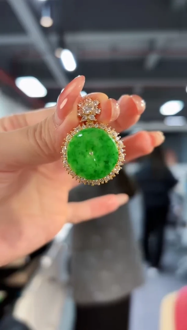 【闪购商品】翡翠颈饰银S925镶嵌缅料A货/支持复检/一件