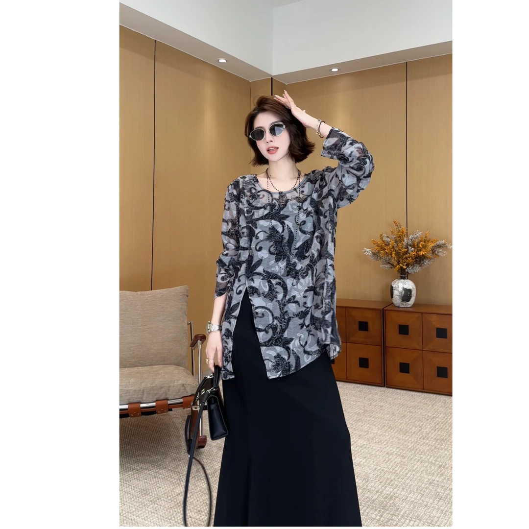 YYOUHAN 2025新款【远山氤氲】扎染轻薄款长袖防晒T恤  2506C3243