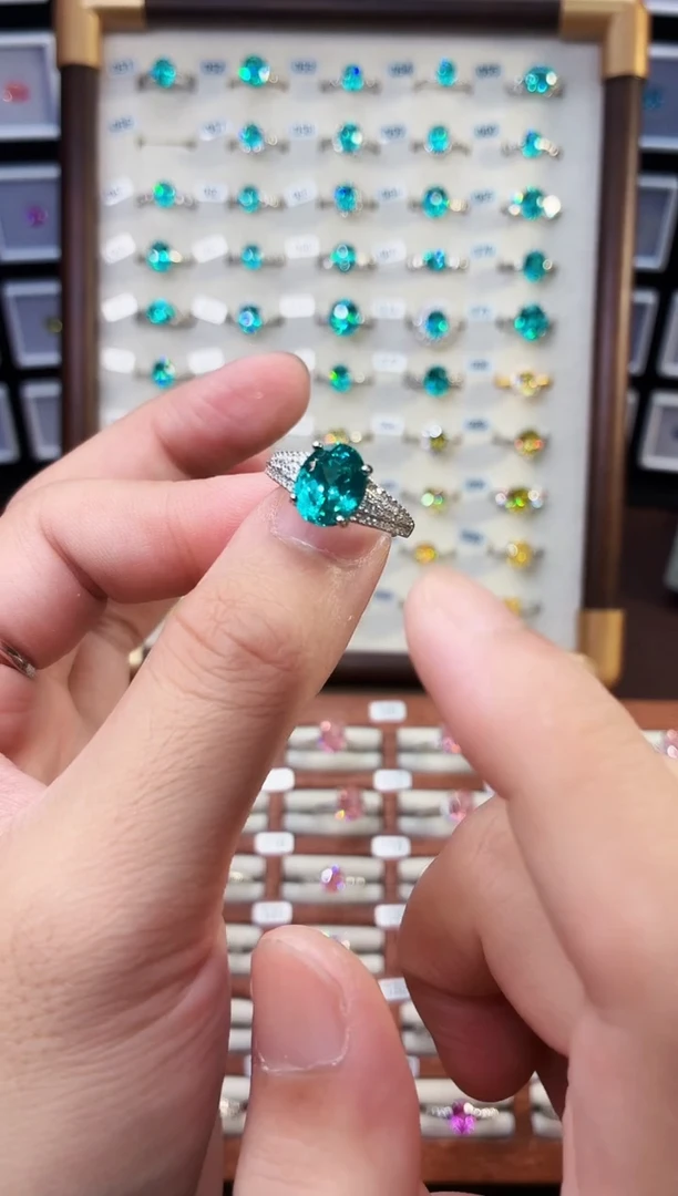 无925银轻奢帕拉伊巴色女神戒