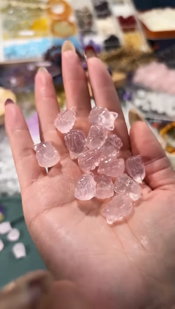 【闪购商品】水晶手串未镶嵌粉水晶凤九一个宽卡约13头尾孔