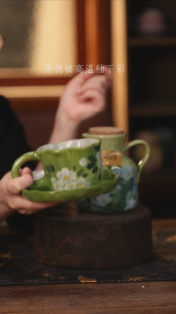 陶瓷景德镇高温釉下手绘陶瓷@L433@