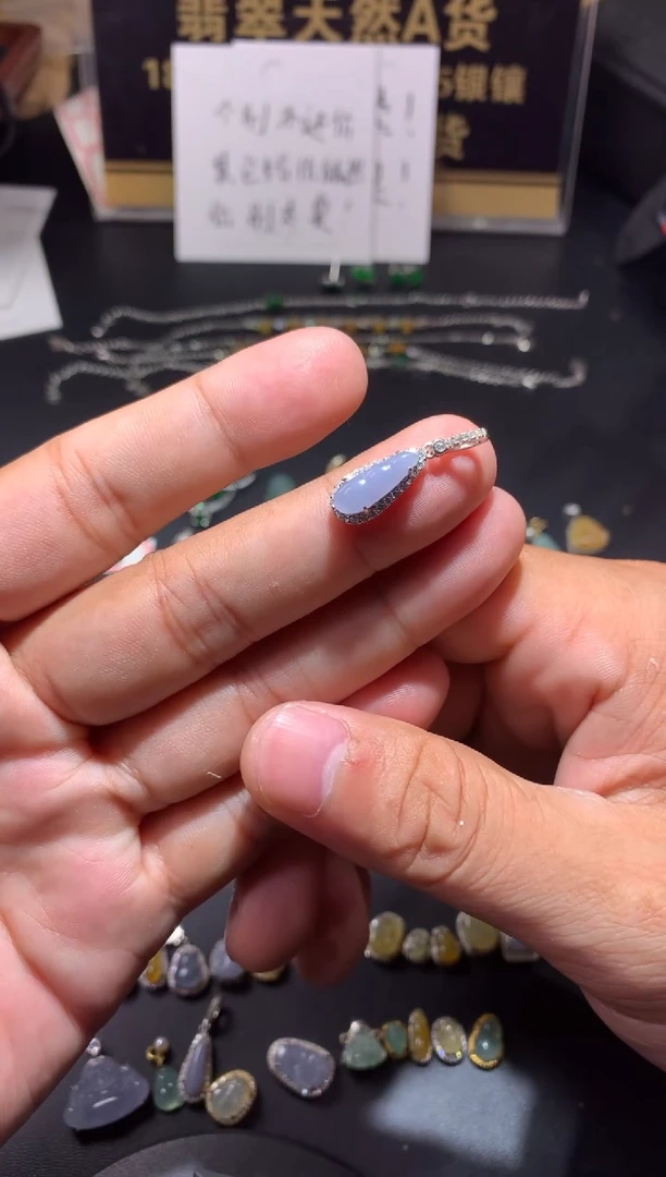 吊坠(不含链)银S925镶嵌翡翠草***士1