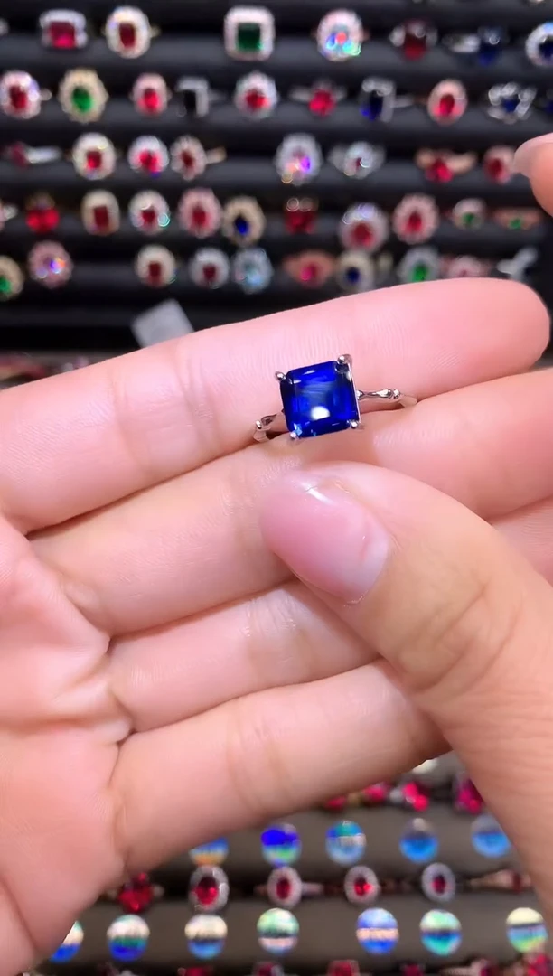 【闪购商品】蓝宝石戒指银S925镶嵌8