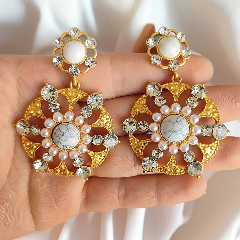 合金亚克力耳饰 2469 气质百搭中古简约超仙法式复古珍珠仙气耳钉