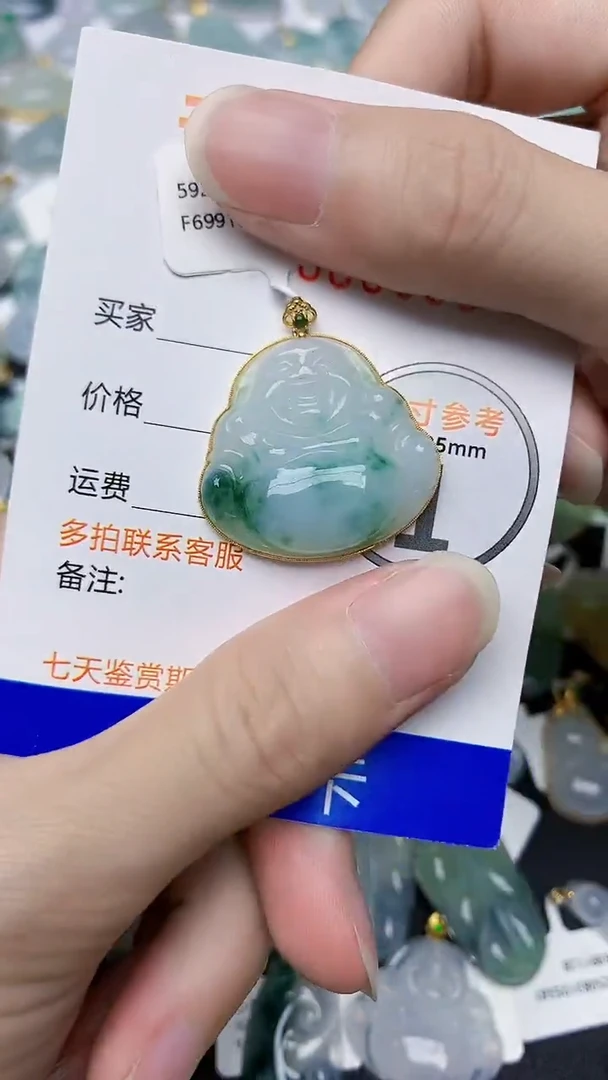 颈饰18K金镶嵌翡翠天然A货翡翠