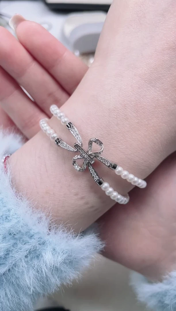 【闪购商品】淡水珍珠手链银S925镶嵌V395  下单备注手围