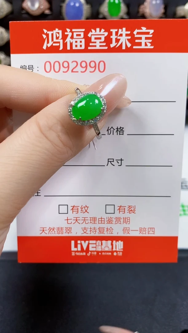 翡翠戒指银S925镶嵌2990