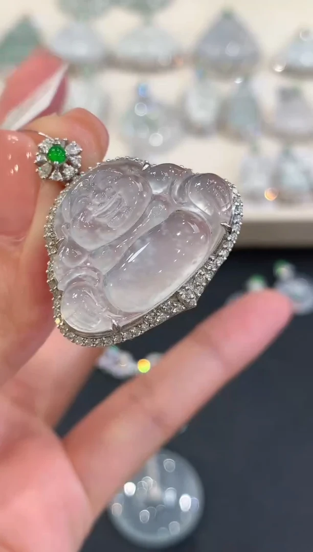 吊坠(不含链)18K金镶嵌翡翠q68