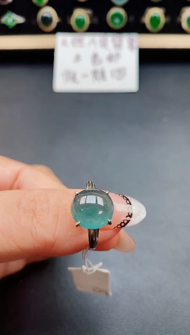 翡翠戒指银S925镶嵌5086