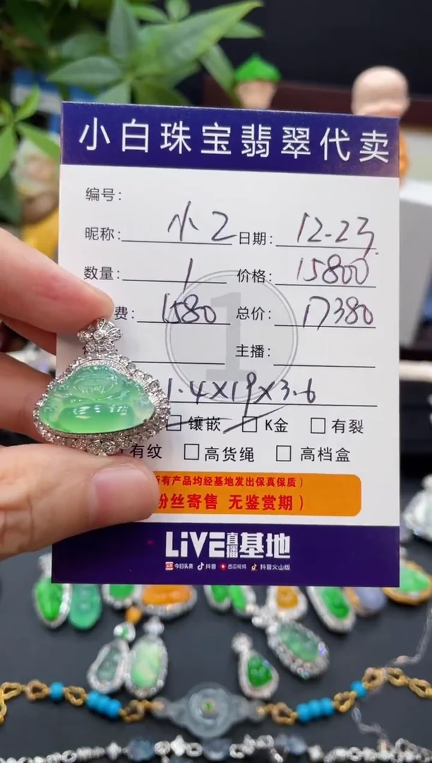 吊坠(不含链)18K金镶嵌翡翠小****宝吊坠