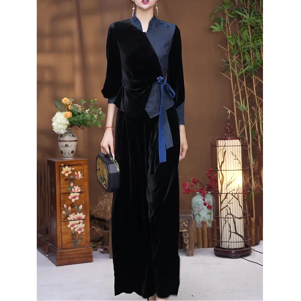 新中式时尚复古套装女2025秋季新款高档洋气收腰显瘦衬衫+长裤