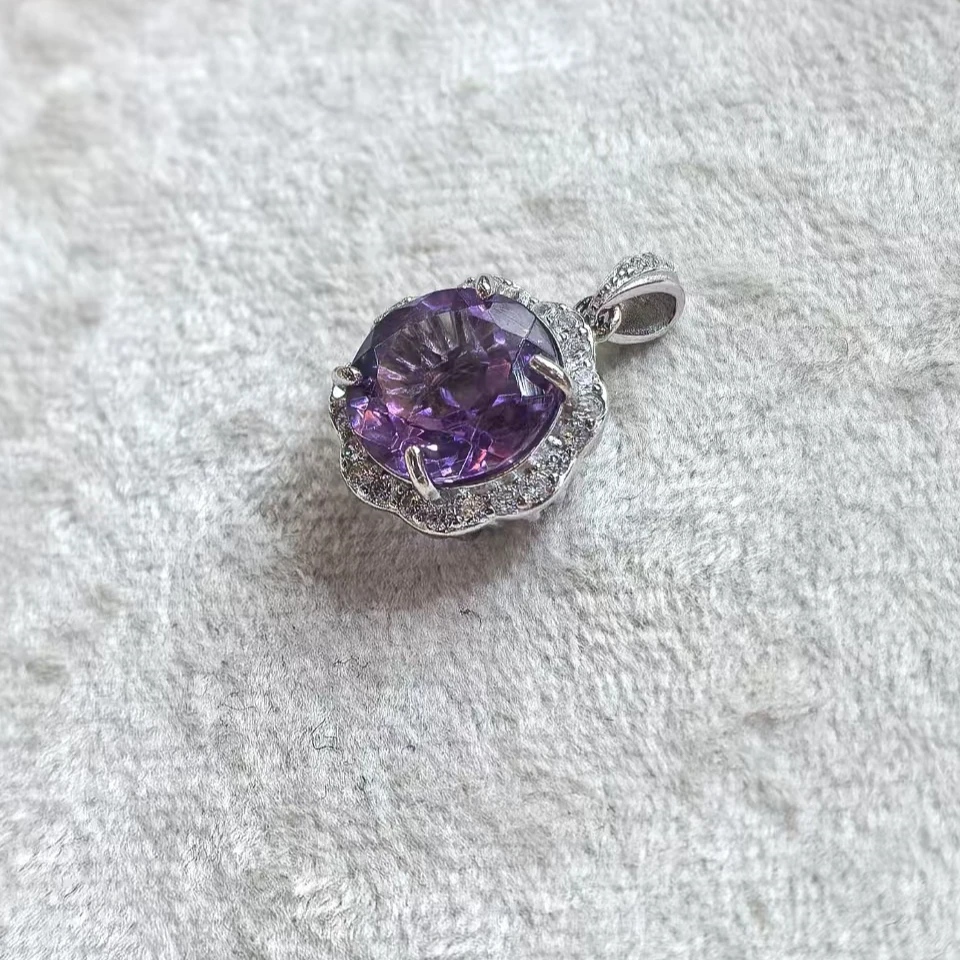 紫水晶切面银配吊坠 YQ 0537