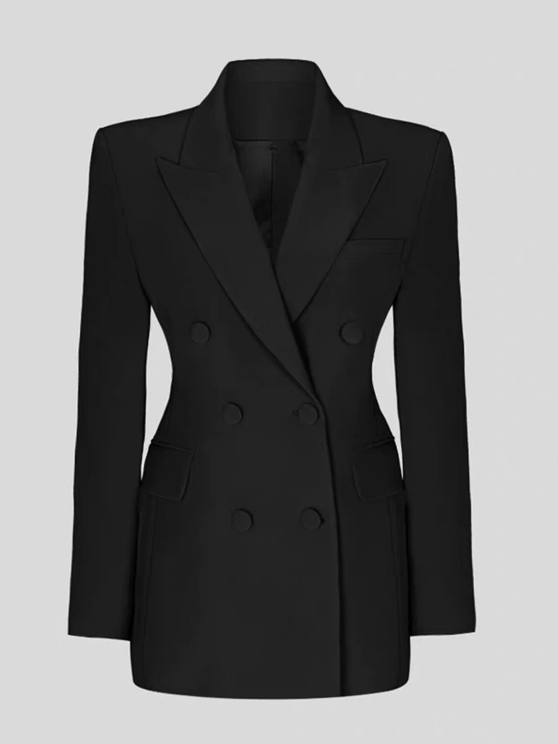 （A01001)修身时尚长袖女士女常规款极简风女士黑色西装