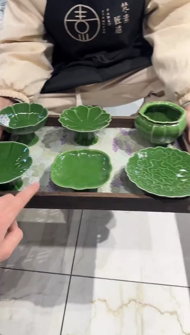 瓷片瓷微瑕商品 介意勿拍 带托盘布垫